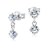 Stones Dangling CZ Earring Silver ECS-10